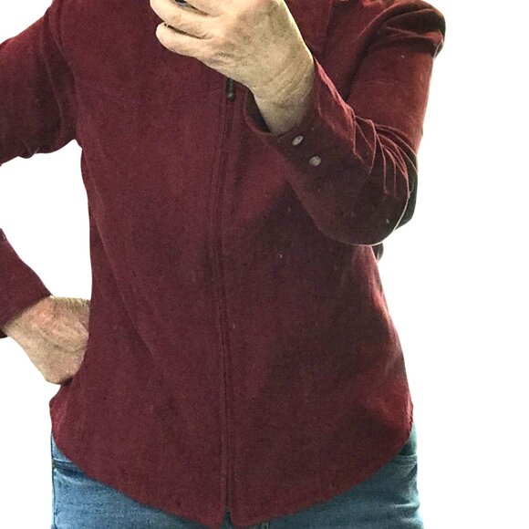 Fiorlini International Bomber Jacket: Vintage Zip-Up Shirt Jacket Magenta Size M - Picture 3 of 8